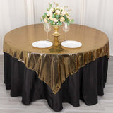 Black Gold Square Sequin Table Overlay
